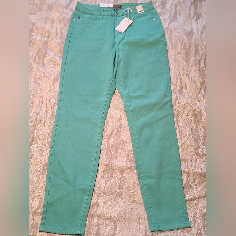 NWT Judy Blue Slim Fit, High Rise Aquamarine Women's Jeans Sz 9 - Picture 5 of 12